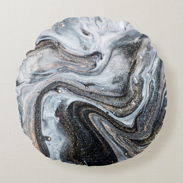 Luxury art in Eastern style. Golden swirl, artisti Round Pillow (Front)