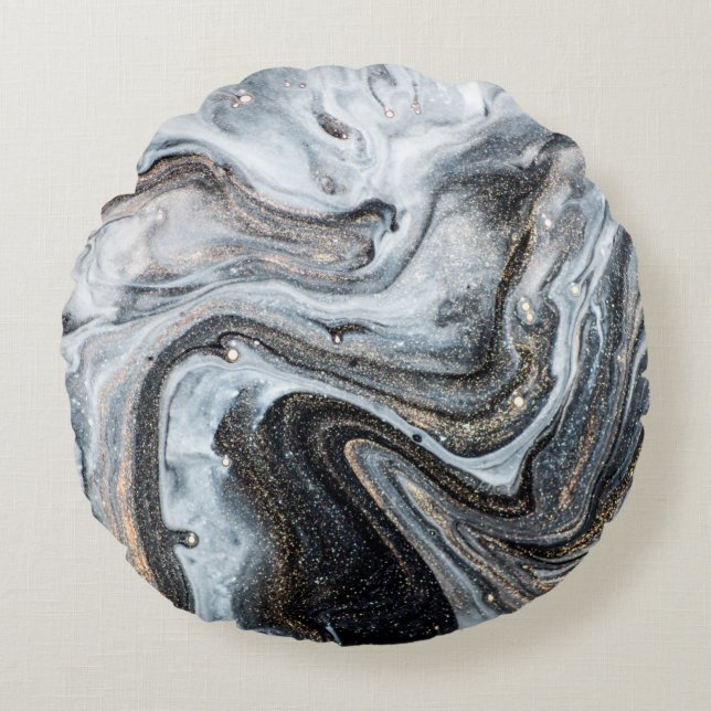 Luxury art in Eastern style. Golden swirl, artisti Round Pillow (Front)