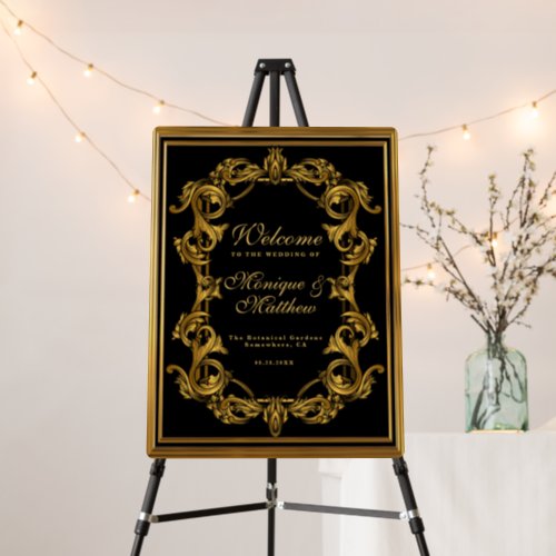 Luxury Art Nouveau Black and Gold Royal Wedding Foam Board