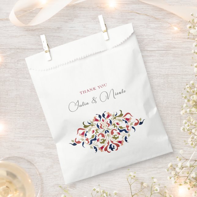 Luxury Artistic Botanical Floral Paisley Wedding Favor Bag (Clipped)