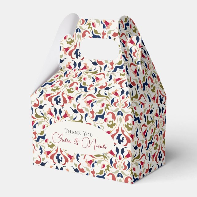 Luxury Artistic Botanical Floral Paisley Wedding Favor Boxes (Front Side)