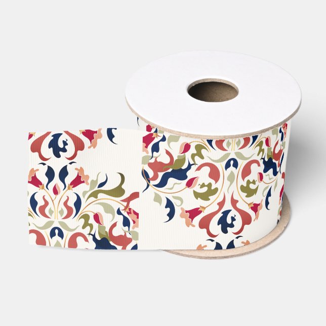 Luxury Artistic Botanical Floral Paisley Wedding Grosgrain Ribbon (Spool)