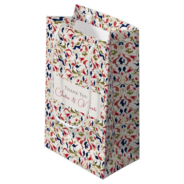 Luxury Artistic Botanical Floral Paisley Wedding Small Gift Bag (Front Angled)
