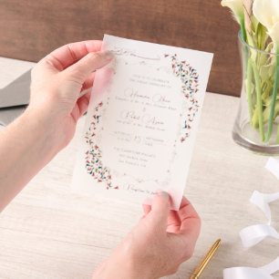 Luxury Artistic Botanical Floral Paisley Wedding Vellum Invitations