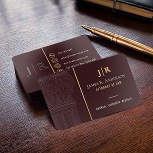 Luxury Attorney Law Firm Oxblood Burgundy Gold Foil Spot Gloss Business Cards