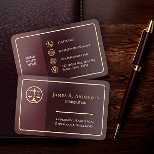 Luxury Attorney Law Firm Oxblood Gold Classic Foil Business Cards