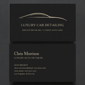 Luxury Auto Detailing Black & Gold Business Card