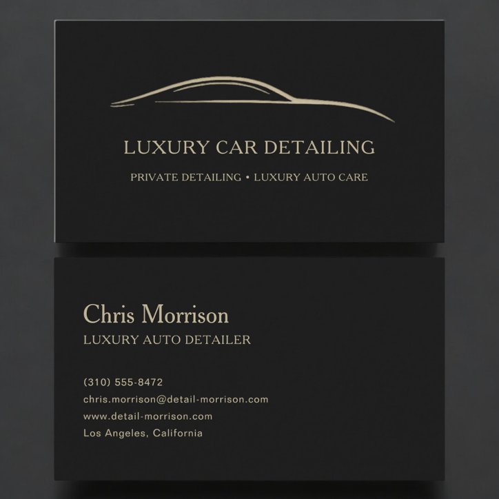Luxury Auto Detailing Black Gold Business Card