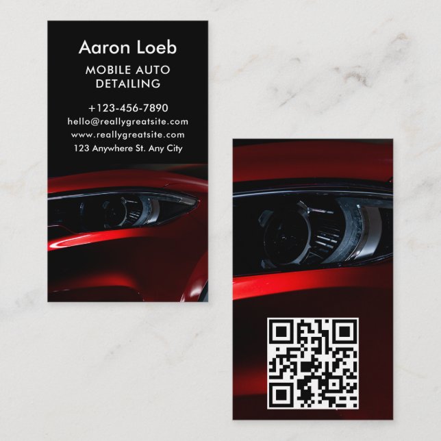 Luxury Auto Detailing Car Cleaning Repair QR Code  Business Card (Front/Back)