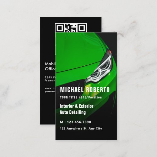 Luxury Auto Detailing Car Cleaning Repair qr code Business Card