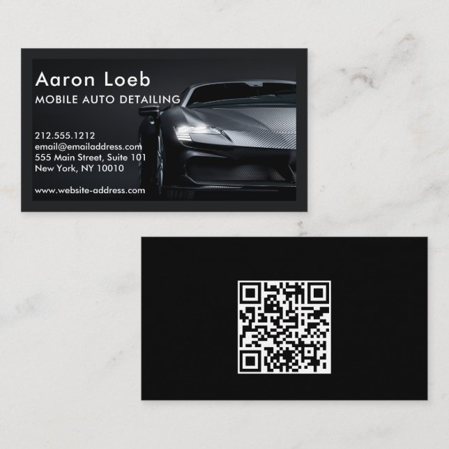Luxury Auto Detailing Car Cleaning Repair QR Code  Business Card (Front/Back)