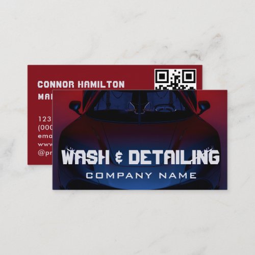 Luxury Auto Detailing Car Cleaning Repair QR Code  Business Card