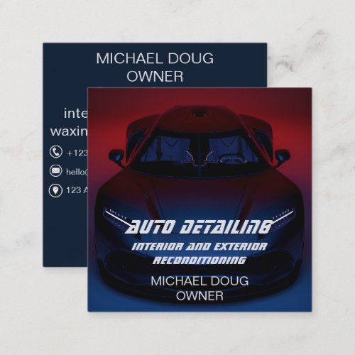 Luxury Auto Detailing Car Cleaning Repair QR Code  Square Business Card