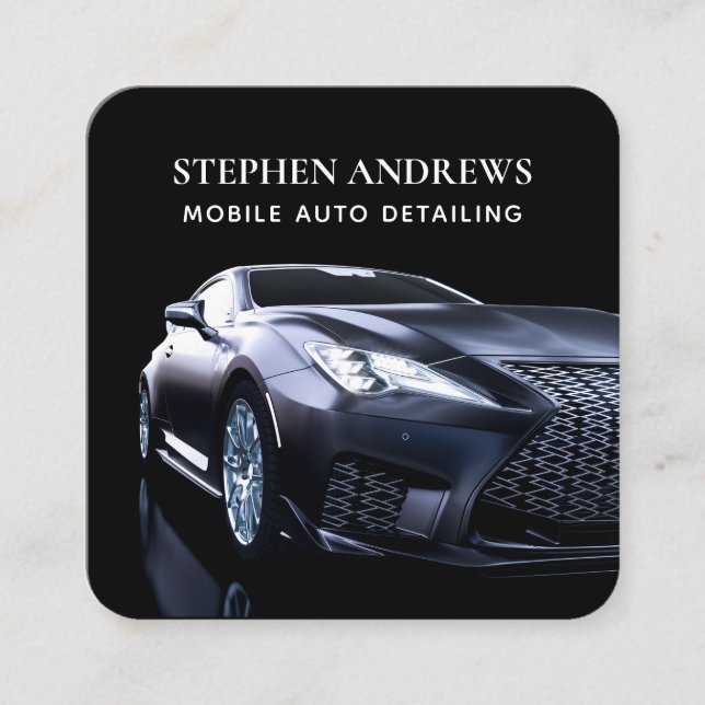 Luxury Auto Detailing Car Cleaning Repair Square Business Card (Front)