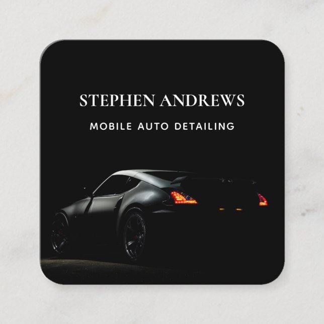 Luxury Auto Detailing Car Cleaning Repair Square Business Card (Front)