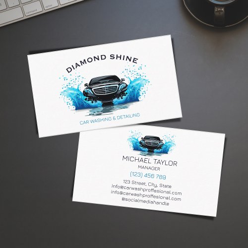 Luxury Automotive Car Washing Auto Detailing Business Card