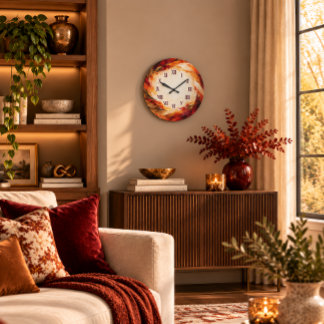 Luxury Autumn Swirl Abstract Round Wall Clock