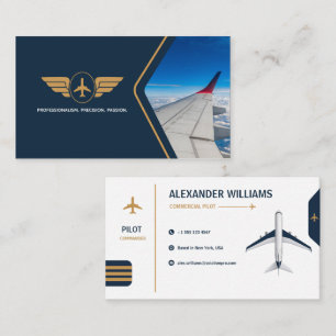 Luxury Aviation Pilot Template Modern Airline Business Card