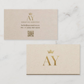 Luxury AY Monogram Business Card - Beige Gold Crow