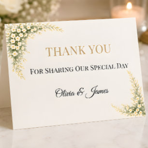 Luxury Baby's Breath Floral Wedding  Thank You Card