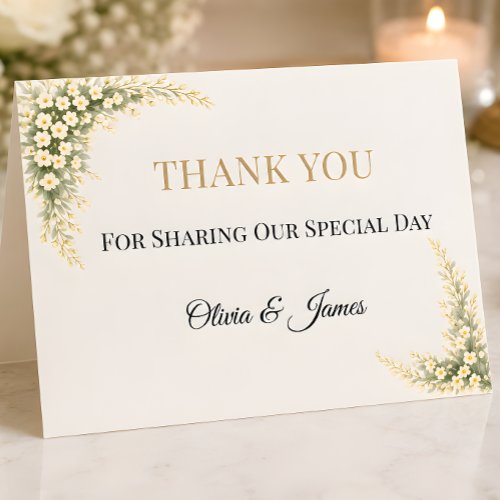 Luxury Baby's Breath Floral Wedding Thank You Card