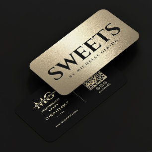 Luxury Baker Cake Artist Dessert Black Faux Gold Business Card