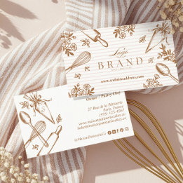 Luxury Baking Utensil Pastry Cake Bakery Shop Logo Business Card