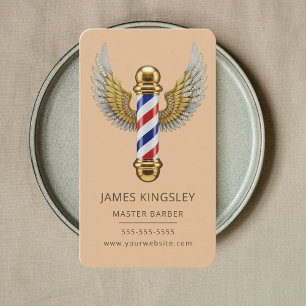 Luxury Barber Pole Haircut Professional Barbershop Business Card