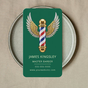 Luxury Barber Pole Haircut Professional Barbershop Business Card