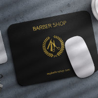 Luxury barber shop gold black leather look gold