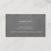 Luxury barber shop silver dark grey leather look business card (Back)