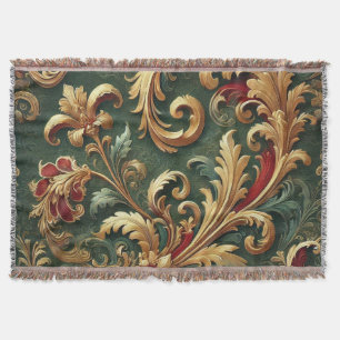 Luxury Baroque Damask Pattern Throw Blanket