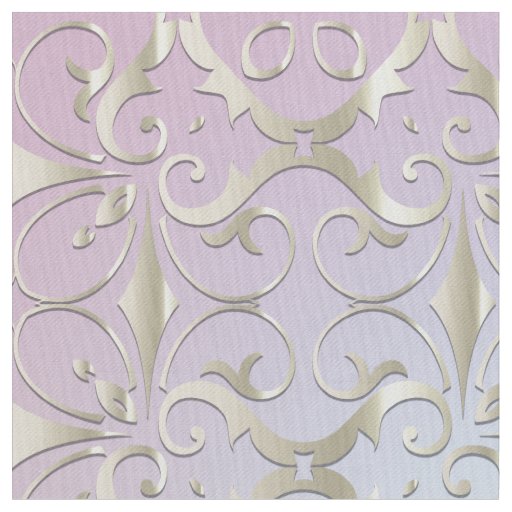 Luxury Baroque Gold Damask Pattern On Pastel Ombre Fabric