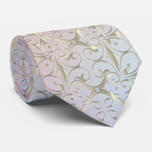 Luxury Baroque Gold Damask Pattern On Pastel Ombre Neck Tie