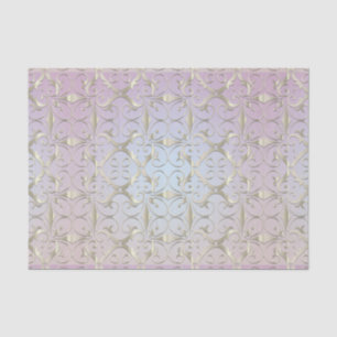 Luxury Baroque Gold Damask Pattern On Pastel Ombre Tissue Paper
