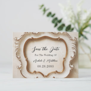 Luxury Baroque Style White Gold Wedding Save The Date