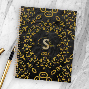 Luxury Baroque Vintage Black And Gold Planner