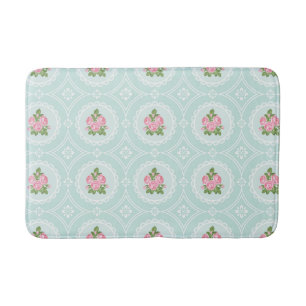 Luxury Bath Mats - Shabby Chic Pink Roses Lace Mat