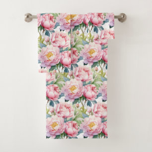 Luxury Bath Towel Set Pamper Yourself w/ Flowers