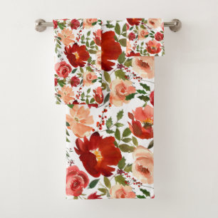 Luxury Bath Towel Set Pamper Yourself w/ Flowers