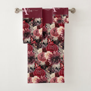 Luxury Bath Towel Set Pamper Yourself w/ Flowers