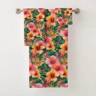 Luxury Bath Towel Set Pamper Yourself w/ Flowers