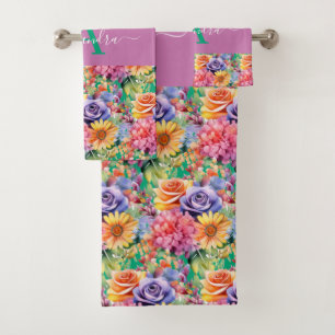 Luxury Bath Towel Set Pamper Yourself w/ Flowers