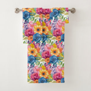 Luxury Bath Towel Set Pamper Yourself w/ Flowers