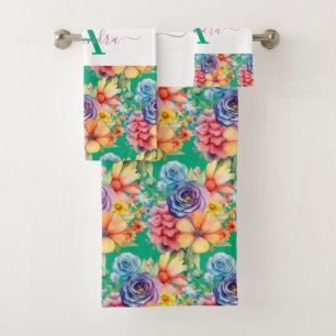 Luxury Bath Towel Set Pamper Yourself w/ Flowers