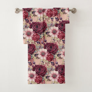Luxury Bath Towel Set Pamper Yourself w/ Flowers