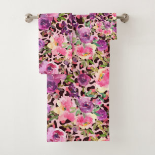 Luxury Bath Towel Set Pamper Yourself w/ Flowers