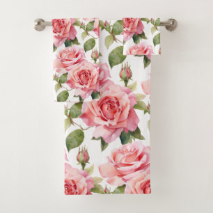 Luxury Bath Towel Set Pamper Yourself w/ Flowers