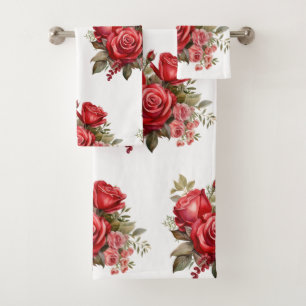 Luxury Bath Towel Set Pamper Yourself w/ Flowers