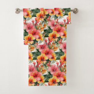 Luxury Bath Towel Set Pamper Yourself w/ Flowers
